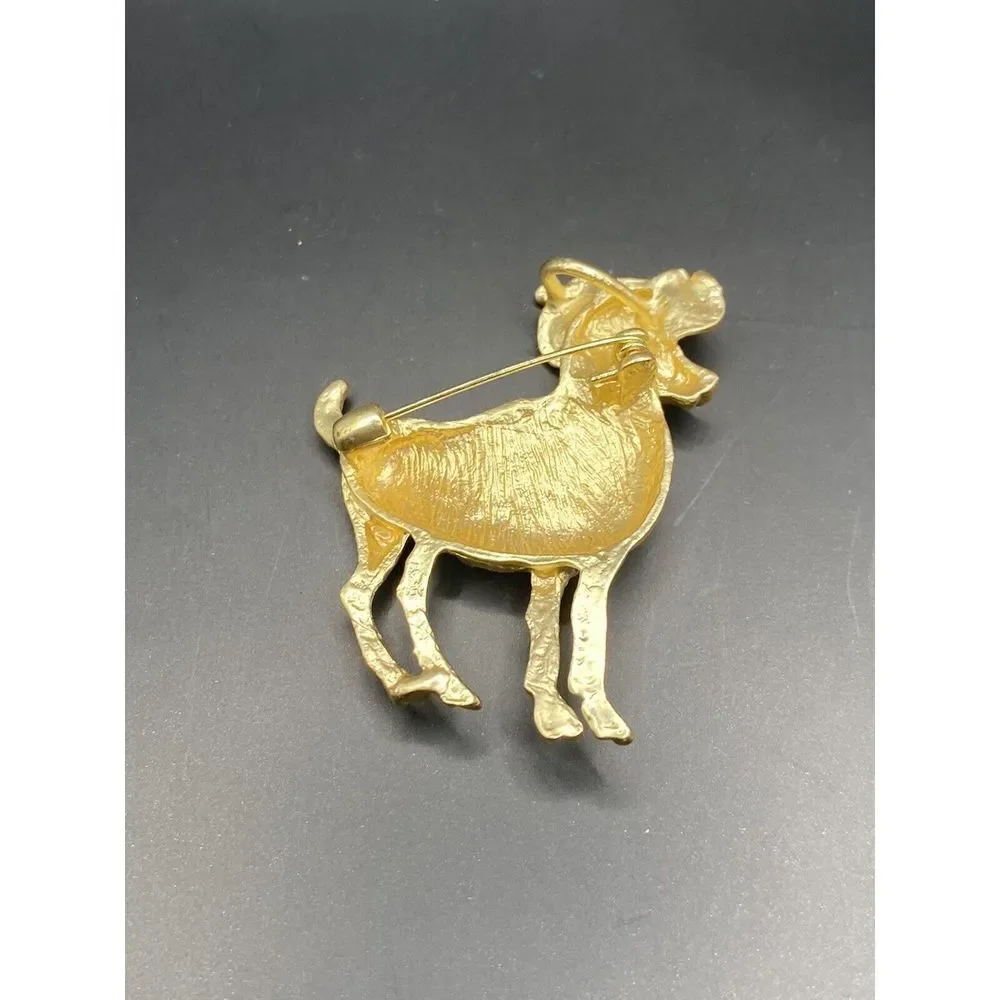 Aries Jeweled Brooch gilded steel and white crystal rhinestones - Picture 4 of 5